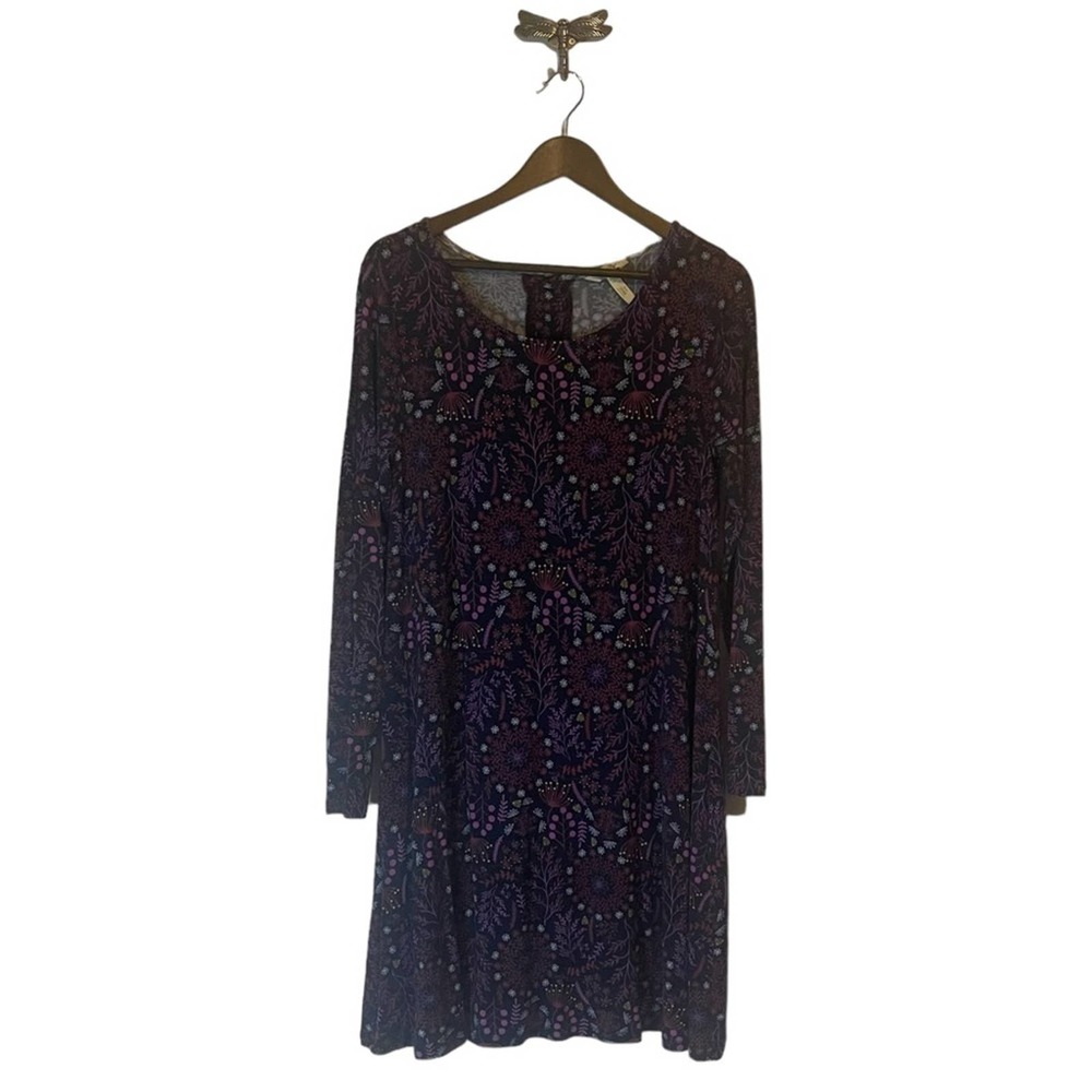 Matilda Jane Dark Purple Floral Long Sleeve Dress Women's Size Medium